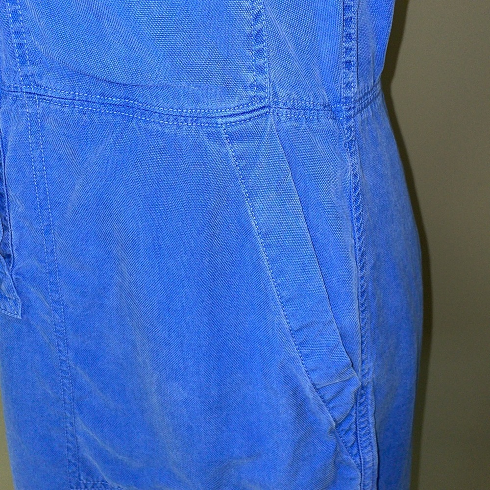 J. Crew size 4 blue shirt sleeve dress with several buttons down the front. - Picture 6 of 7
